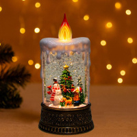 Новогодний ночник со снегом «Свеча со снеговиком» XMAS WDL-23016, рождественский светильник на батарейках