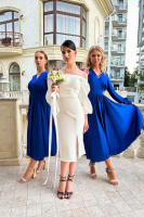 Коктейльна Сукня Відкриті Плечі 23001 Молочна