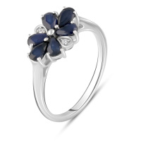 Серебряное кольцо CatalogSilver с натуральным сапфиром 0.6ct, вес изделия 3,04 гр (2104872) 18 размер