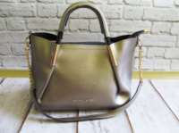 Женская стильная сумка бронза с косметичкой