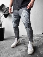 Темно-сірі чоловічі зручні завужені джинси з модним дизайном
