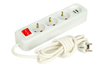 Электрический удлинитель с выключателем 3 розетки и 2 USB с заземлением 3м (108998)