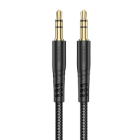Аудіокабель HOCO UPA24 3.5mm male to 3.5mm male, nylon braid, 1m, Black (6931474789136)