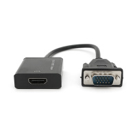 Конвертер VGA to HDTV Adapter + Audio + USB-Micro, Black, Full HD 1080P