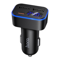 Автомобильное зарядное устройство Hoco Z63A 2USB/ Type-C PD QC 42W c дисплеем black