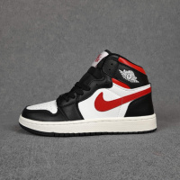 Nike Air Jordan 1 білі з чорним і червоним