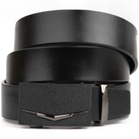 Ремень мужской c матовой зернистой вставкой на пряжке Vintage 20333 Черный