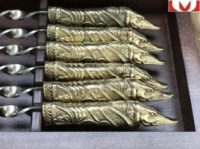 Набор шампуров ручной работы «Щука», в кейсе из натурального дерева