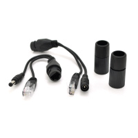 Водонепроницаемый POE инжектор пассивный (пара) 802.3at (30Вт) с портами Ethernet 10/100Mbps, 12V, Black, OEM Q50