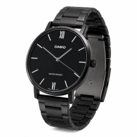 Чоловічий годинник Casio MTP-VT01B-1B з мінеральним склом та чорним сталевим браслетом