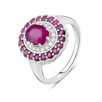 Серебряное кольцо CatalogSilver с натуральным рубином 3.52ct, вес изделия 6,33 гр (2058021) 17.5 размер