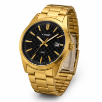 Чоловічий годинник Casio MTP-VD03G-1A Classic у золотистому корпусі з чорним циферблатом