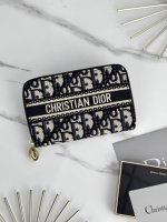 Гаманець Christian Dior середній з надписом синій текстиль