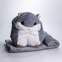 М'яка іграшка-подушка з пледом Хом'як 110×160 (см) плюшевий дитячий плед 3в1 Сірий 7090G