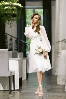 Коктейльна Сукня На Розпис 23046 Молочна