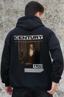 Утеплене зіп худі на флісі зіпер з принтом Century Without Kane Black