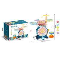 Барабан,піаніно, функція записування, дріт для підключення до колонки, мікрофон, підсвічування, стільчик.