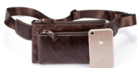 Поясна сумка гладка Vintage 14738 Коричнева
