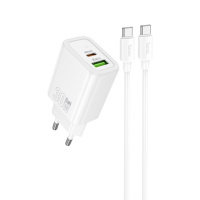 МЗП Hoco N63 Gentle PD30W+QC3.0 (1USB-A/1C) + кабель Type-C to Type-C