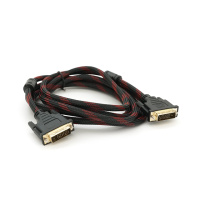 Кабель Merlion Dvi-Dvi 3.0m, 2 ферита, оплетка, Black/Red, 24/24pin, (Пакет) Q100