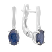 Серебряные серьги CatalogSilver с натуральным сапфиром 2.08ct, фианитами (2180869)