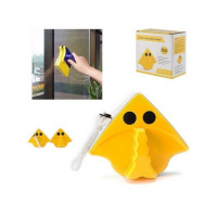 Магнитная щетка для мытья окон с двух сторон треугольная желтая, мочалка для окон на магните (ST)