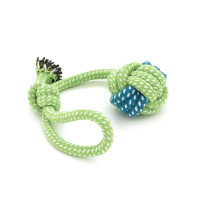 Игрушка из хлопчатобумажной веревки с узлами для собак в виде шара с петлей-узлом, 6*14см, зелено-синяя