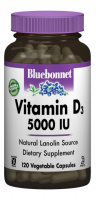 Витамин D3 5000IU, Bluebonnet Nutrition, 120 вегетарианских капсул