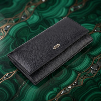 Женский кожаный кошелек для карт купюр и монет CANPELLINI 21822 Черный