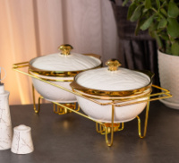 Мармітниця керамічна на 2 секції по 1 л, золото