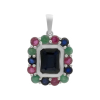 Серебряная подвеска CatalogSilver с сапфиром 0.882ct, изумрудом, рубином (2182375)