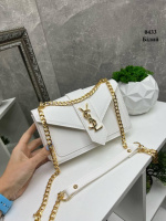 Білий - фурн золото - молодіжний вишуканий каркасний стильний клатч на ланцюжку під клапаном (0433)