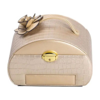 Шкатулка для украшений из эко кожи 3 яруса с замком органайзер для ювелирных изделий HP-5-21GOLD