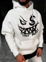 Біле чоловіче стильне оверсайз худі з трендовим дизайном