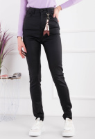 Жіночі чорні брюки-скінні з еко-шкіри