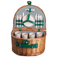 Корзина плетеная для пикника с посудой на 4 персоны 41х31х22 см набор посуды туристический для кемпинга HP-ZQ-2