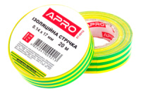 Лента изоляционная Apro 10 м x 17 x 0.14 мм желто-зеленая (ET-10YG) (10 шт.)