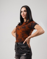 Жіноча футболка з ефектом тай-дай «Storm» оптом від виробника | Норма | Розпродаж моделі Теракотовий, 42-44