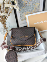 Сумка кросс боді Michael Kors Майкл Корс 2 в 1 коричневий+беж.вставка