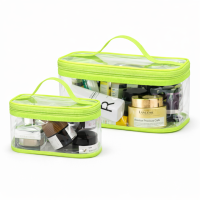 Комплект 2 шт прозрачных косметичек ORGANIZE (неон)