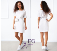 Жіноче літнє плаття з сумочкою на поясі «Амбер» оптом | Норма і батал | Розпродаж моделі Білий, 46-48