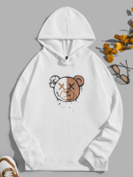 Біле чоловіче стильне оверсайз худі з трендовим дизайном