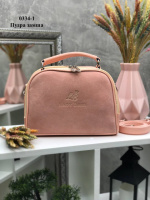 Пудра — натуральний замш — молодіжний каркасний клатч Lady Bags на два відділення (0334-1)