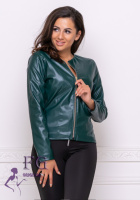 Тонка демісезонна куртка-жакет з екошкіри «Delmar» оптом | Розпродаж моделі 48, Темно-зелений