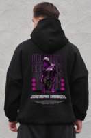 Оверсайз худі толстовка на флісі з капюшоном та принтом Without Calomity Black