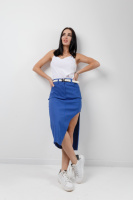 Спідниця з фігурним розрізом «West» оптом I Розпродаж моделі Джинс, 42