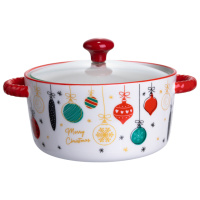 Супница фарфоровая Merry Christmas новогодняя  800 (мл) с крышкой Yiwu FM-CS-9B