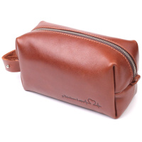 Чоловіча косметичка середнього розміру із гладкої шкіри на блискавці Серце 716765 Світло-коричнева