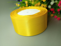 Атласная лента 4 см. Длина рулона 23 м. Цвет жёлтый 1