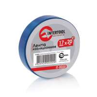 Стрічка ізоляційна 0.15ммx17ммx20м синя INTERTOOL IT-0020